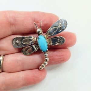 Sterling Silver Turquoise Dragonfly Brooch